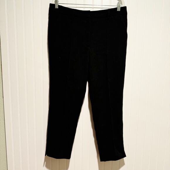 Veronica Beard Kean Slim Leg Pants Black Front Seams Size 12 - Picture 2 of 6